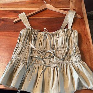 ULLA JOHNSON KHAKI LULU TOP SIZE 2